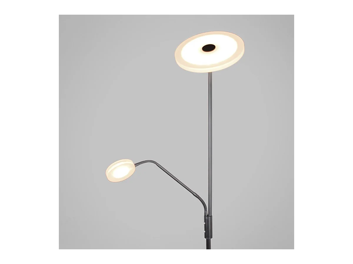 Lámpara de pie Bayani Lumit con lámpara de lectura niquel Ø25x179 cm