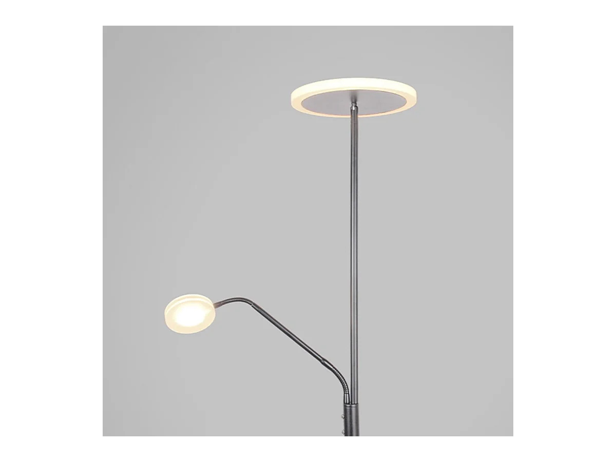 Lámpara de pie Bayani Lumit con lámpara de lectura niquel Ø25x179 cm