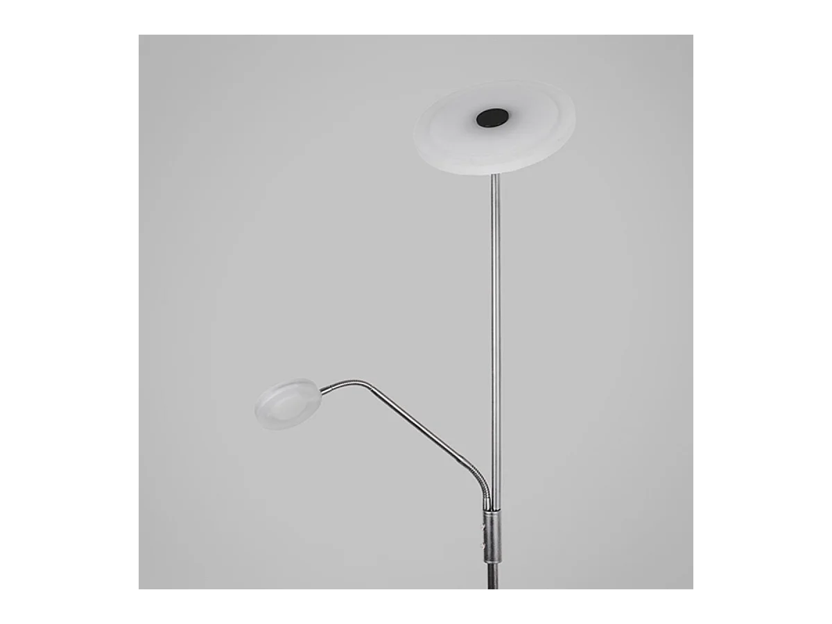 Lámpara de pie Bayani Lumit con lámpara de lectura niquel Ø25x179 cm