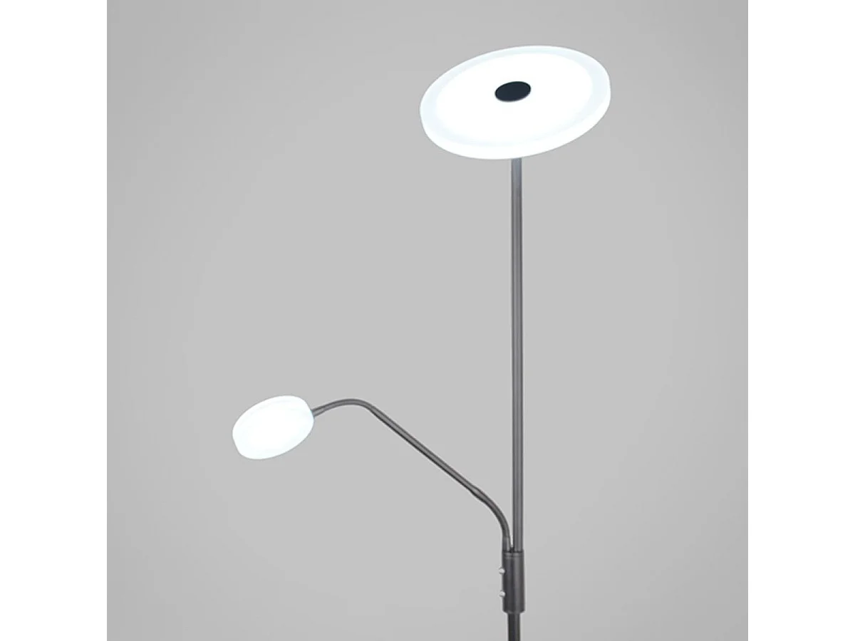 Lámpara de pie Bayani Lumit con lámpara de lectura niquel Ø25x179 cm