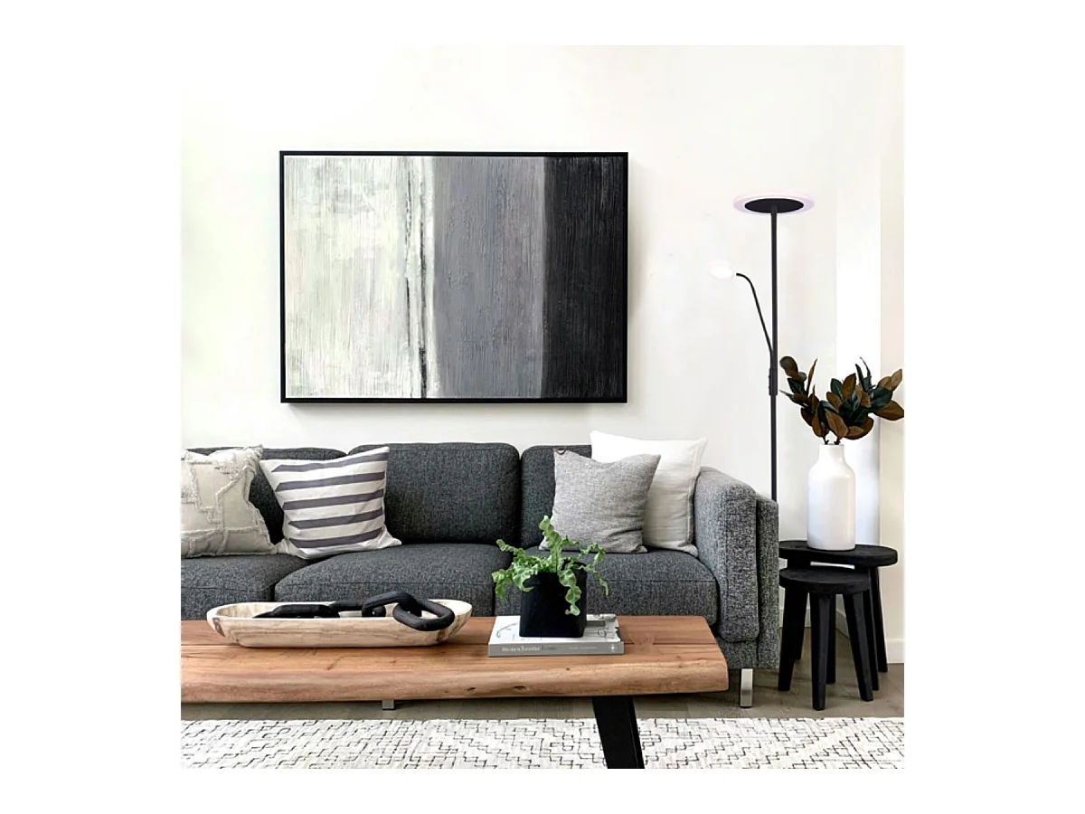 Lámpara de pie Bayani Lumit con lámpara de lectura negro Ø25x179 cm