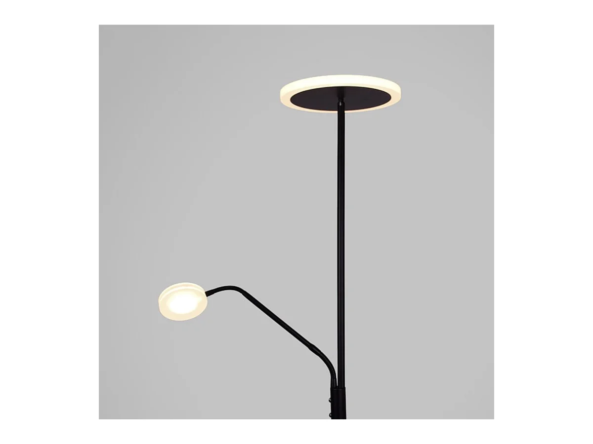 Lámpara de pie Bayani Lumit con lámpara de lectura negro Ø25x179 cm