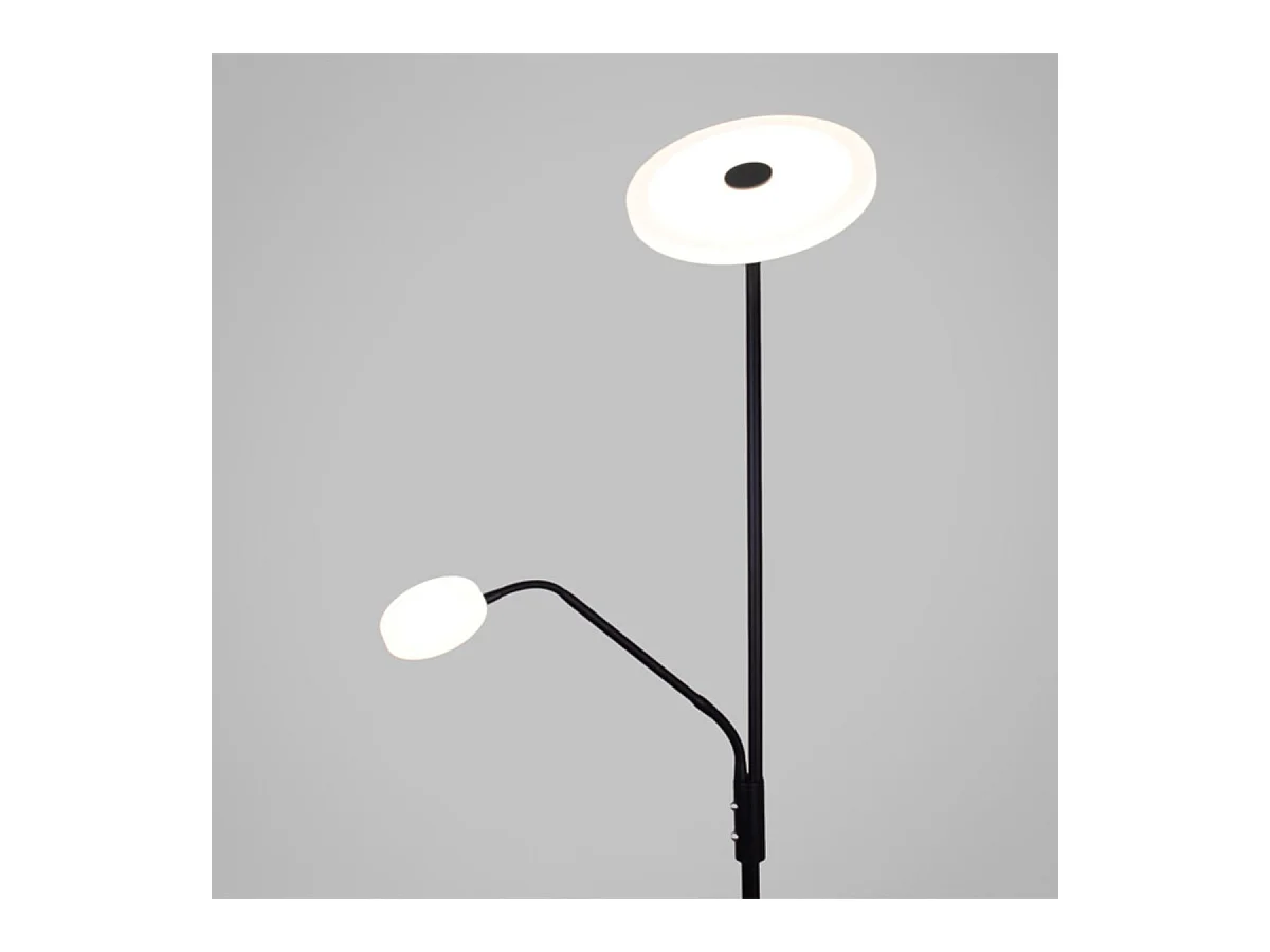 Lámpara de pie Bayani Lumit con lámpara de lectura negro Ø25x179 cm
