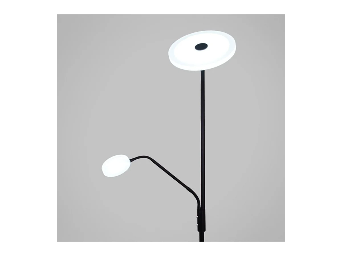 Lámpara de pie Bayani Lumit con lámpara de lectura negro Ø25x179 cm