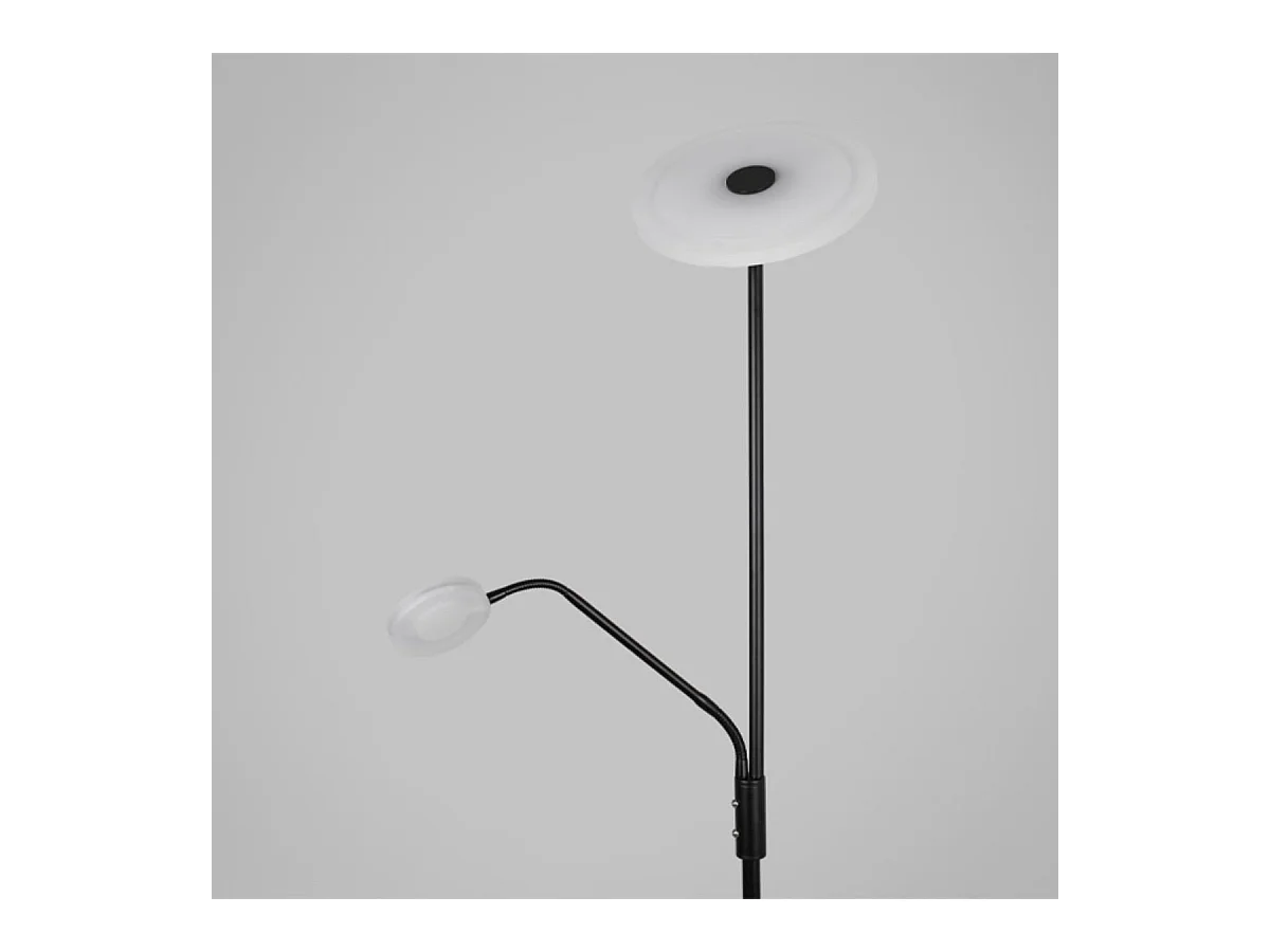 Lámpara de pie Bayani Lumit con lámpara de lectura negro Ø25x179 cm