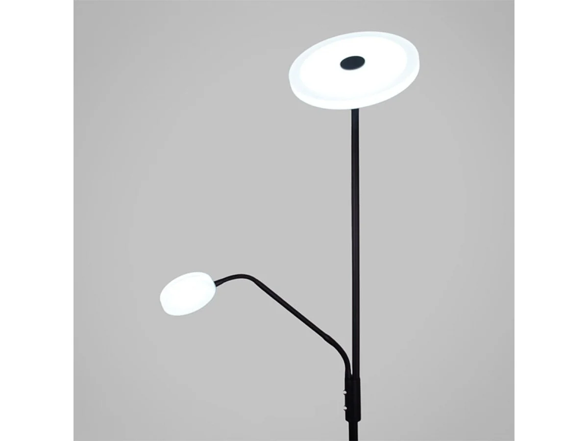 Lámpara de pie Bayani Lumit con lámpara de lectura negro Ø25x179 cm