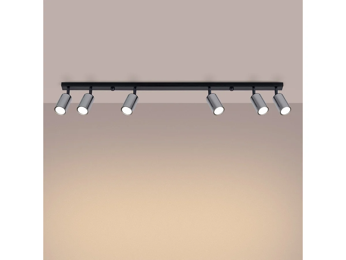 Plafonnier Vespera 6L noir-chrome