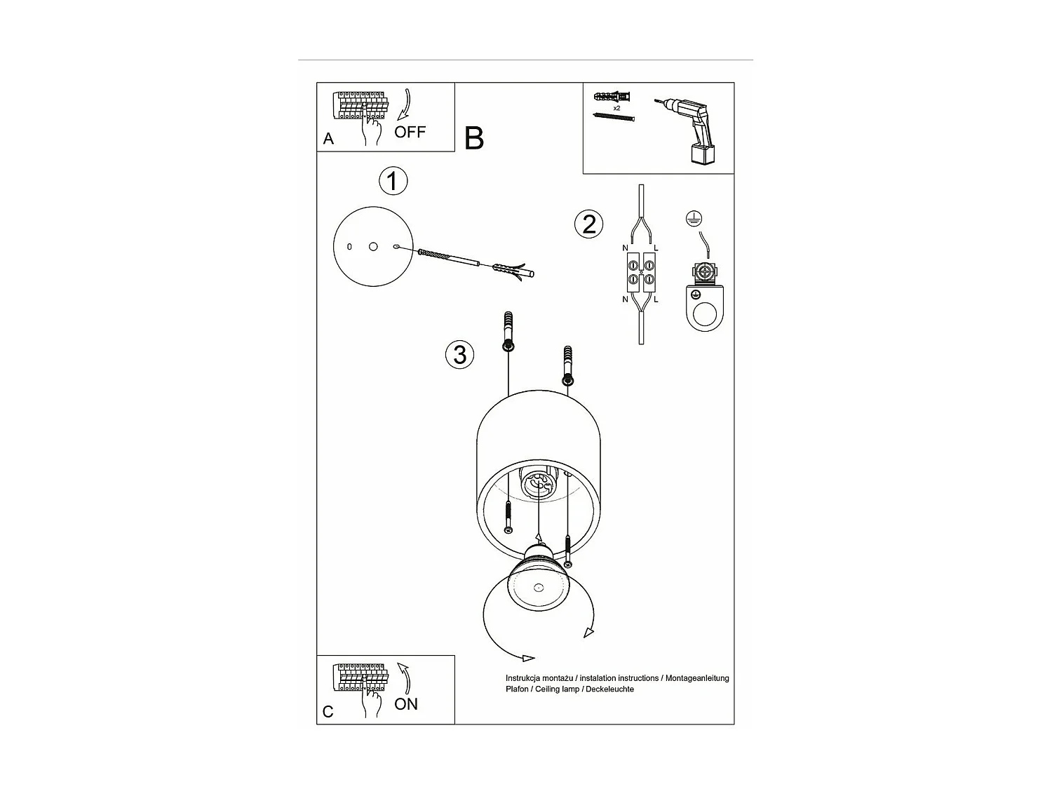 Plafonnier Orbitum 1 anthracite