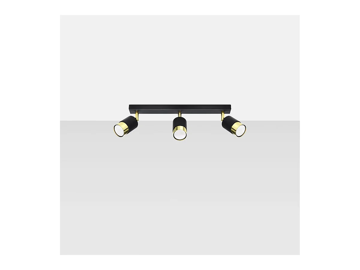 Plafonnier Nereus 3 noir-doré