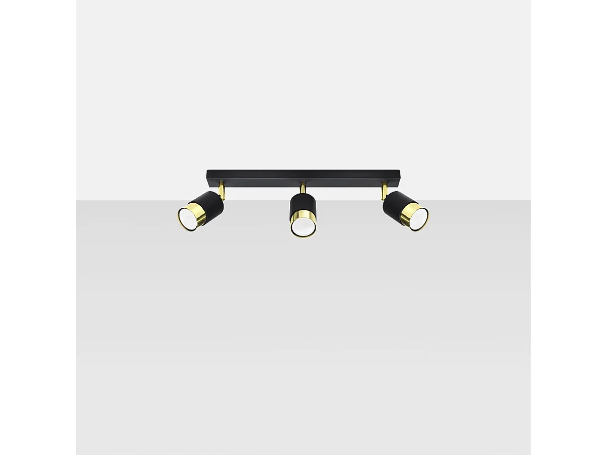 Plafonnier Nereus 3 noir-doré