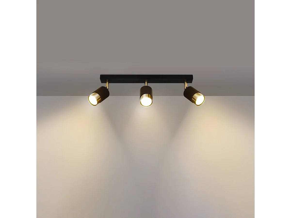 Plafonnier Nereus 3 noir-doré