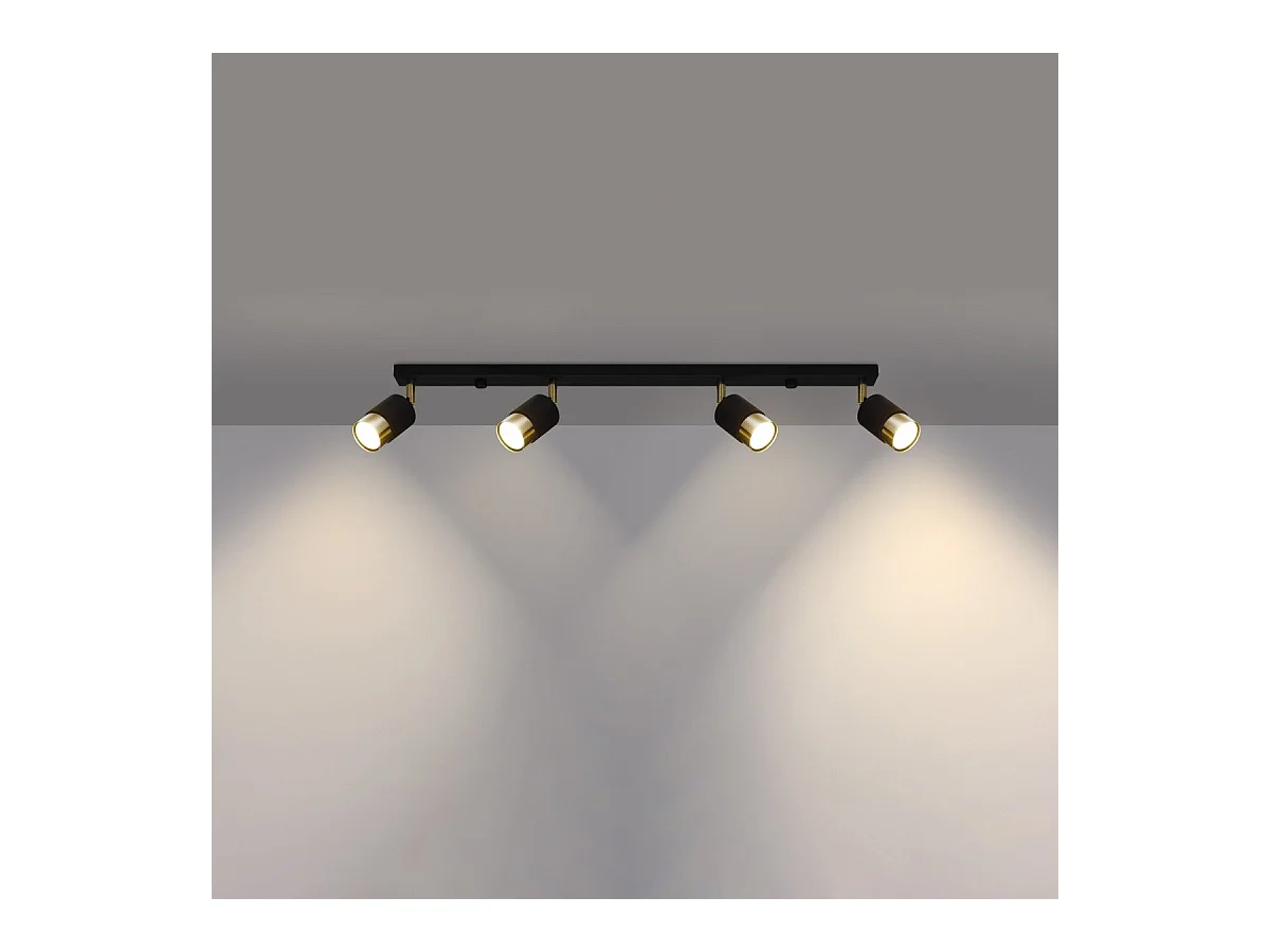 Plafonnier Nereus 4 noir-doré