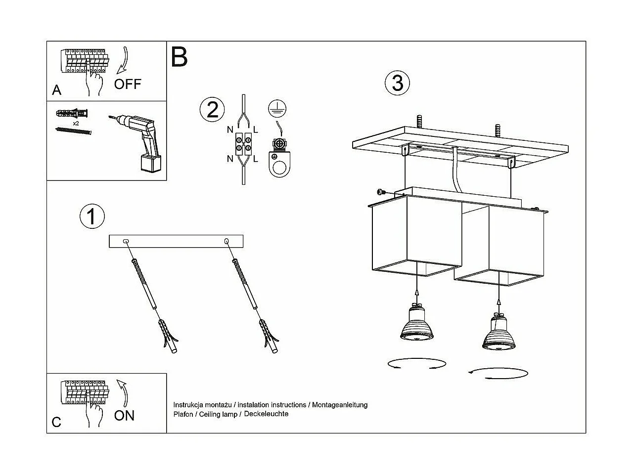 Plafonnier Quasar 2 noir