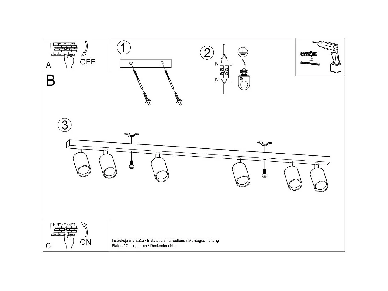 Plafonnier Boreal 6 en bois naturel