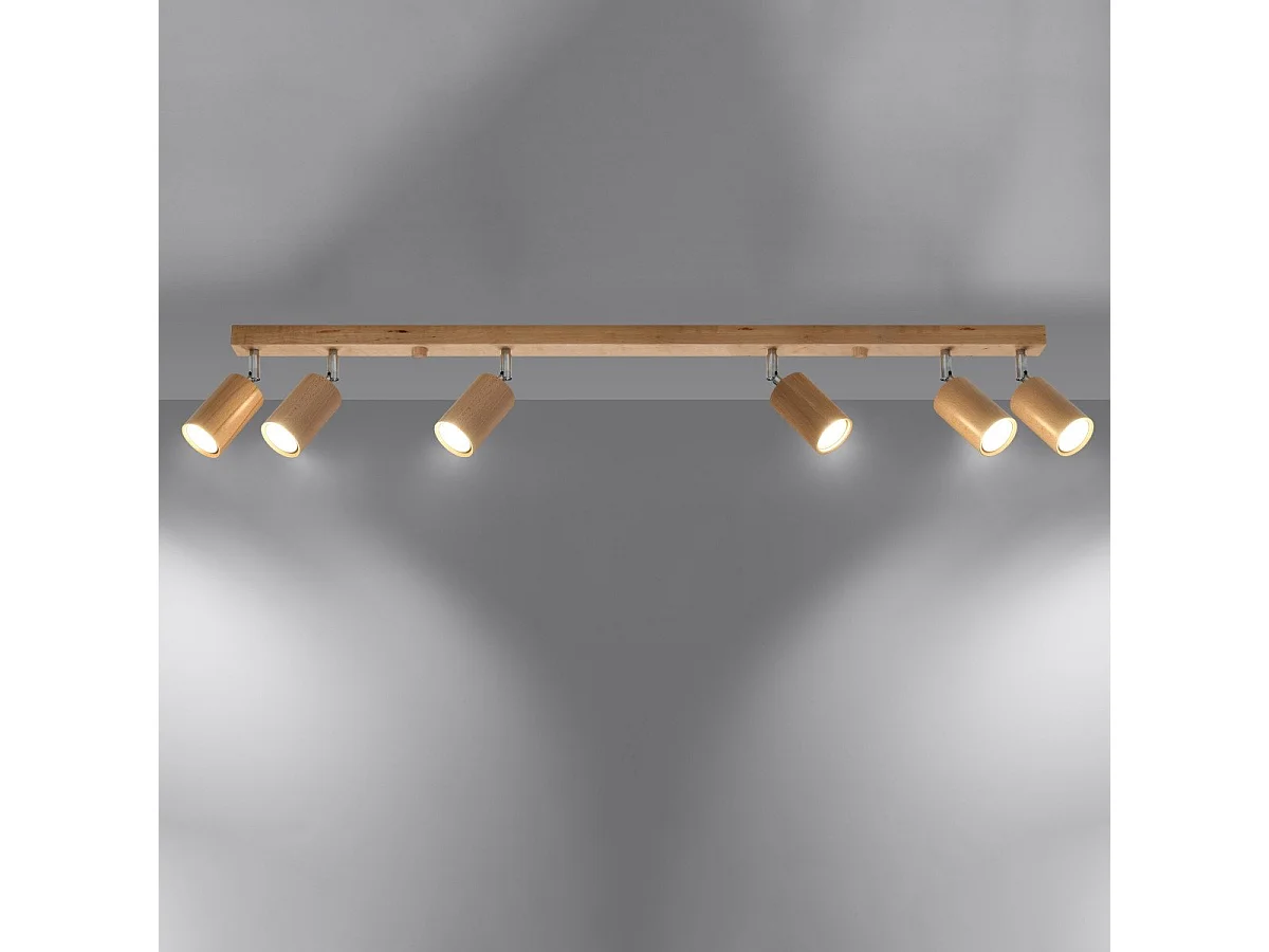 Plafonnier Boreal 6 en bois naturel