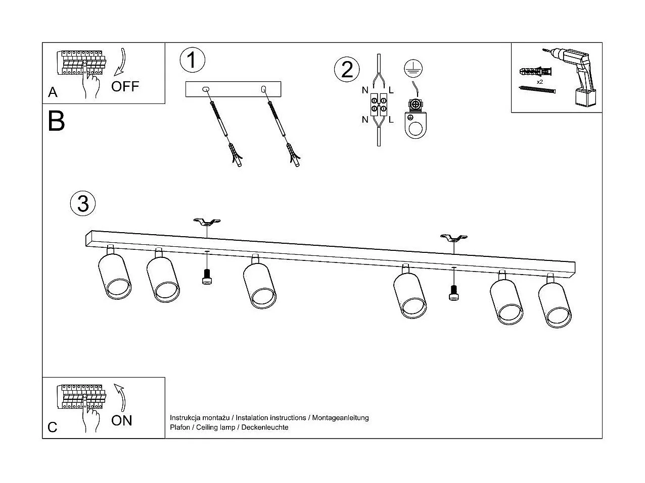 Plafonnier Boreal 6 en bois naturel