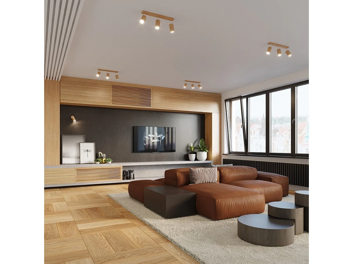 Plafonnier Boreal 6 en bois naturel