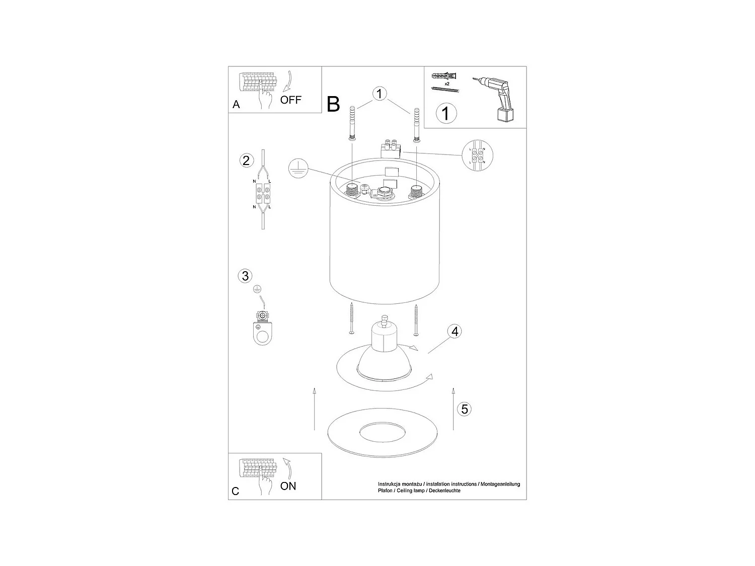 Plafonnier Superion or