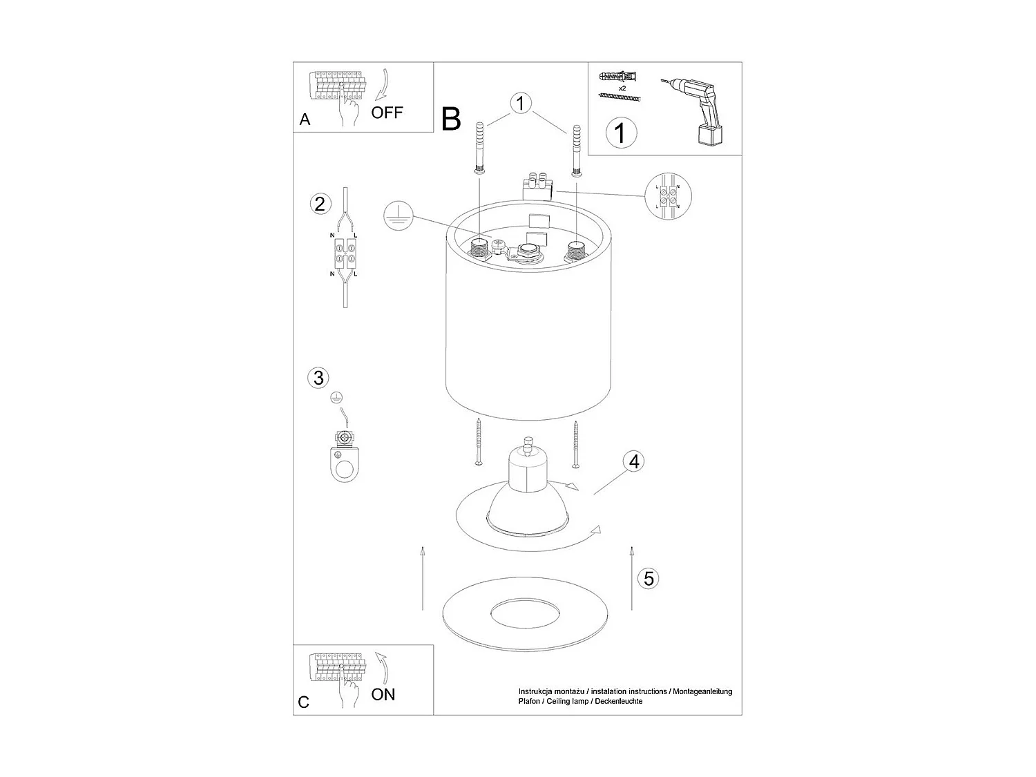 Plafonnier Superion or