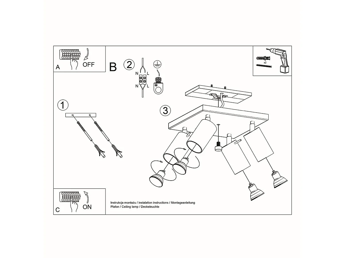 Plafonnier Lysandra 4 noir