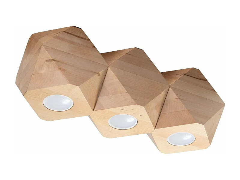 Plafonnier Taina 3 en bois naturel