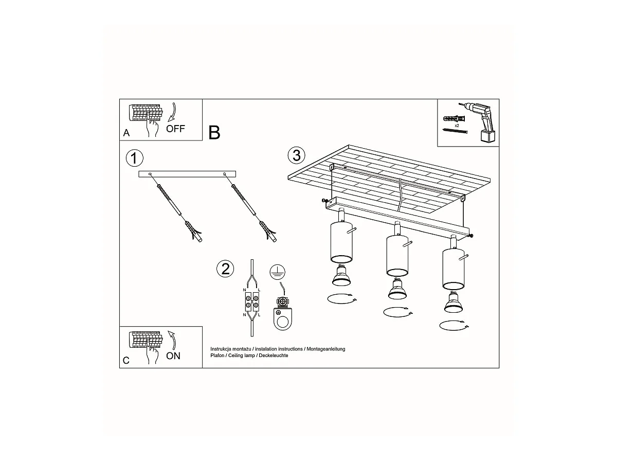 Plafonnier Boreal 3 en bois naturel