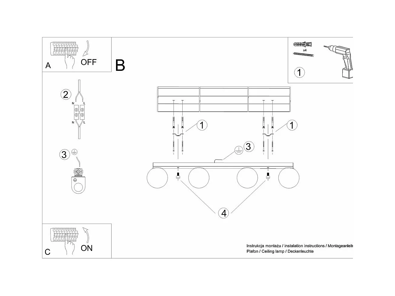 Plafonnier Seraphine 4 blanc