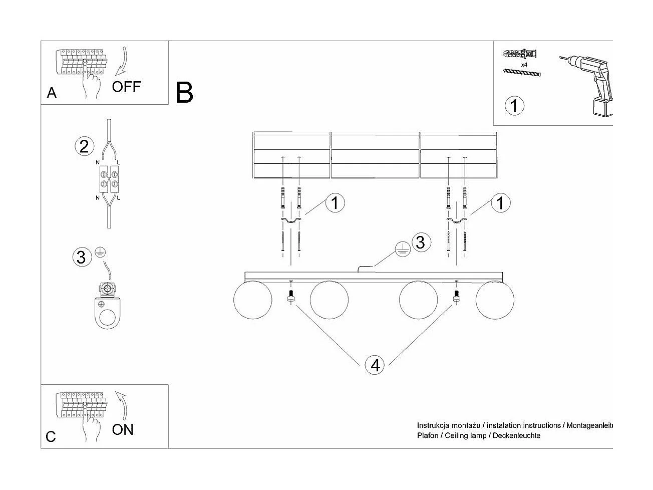 Plafonnier Seraphine 4 blanc