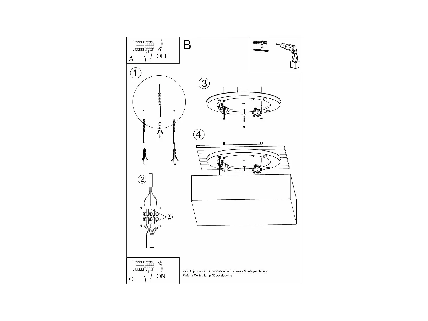 Plafonnier Horologium 45 noir
