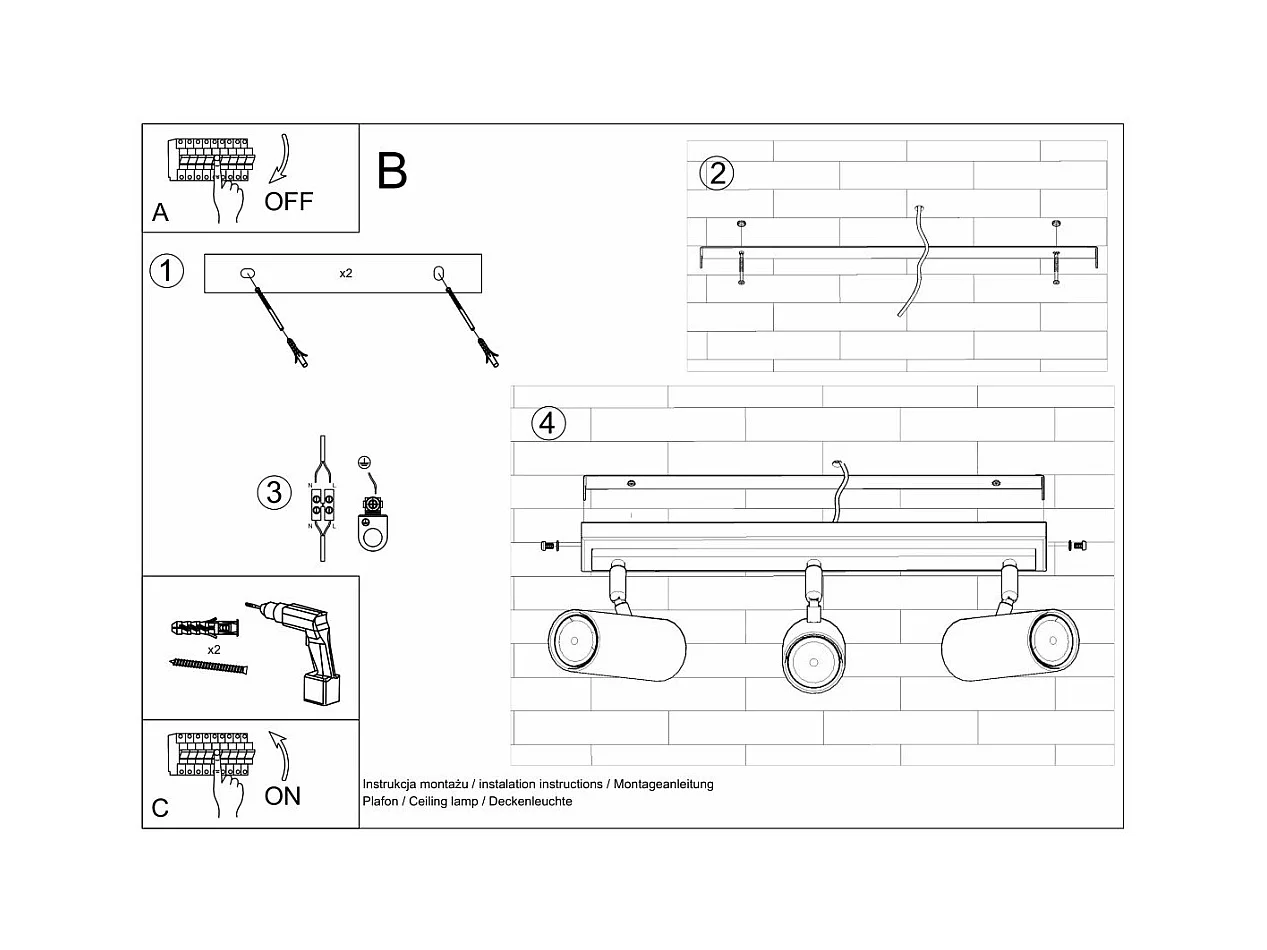 Plafonnier Directional 3 blanc