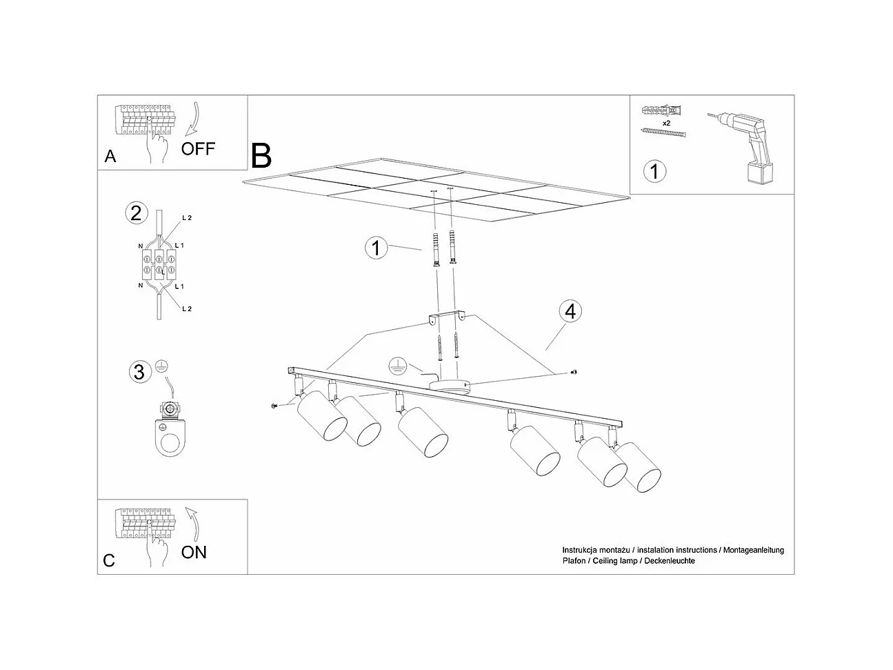 Plafonnier Lucida 6L blanc
