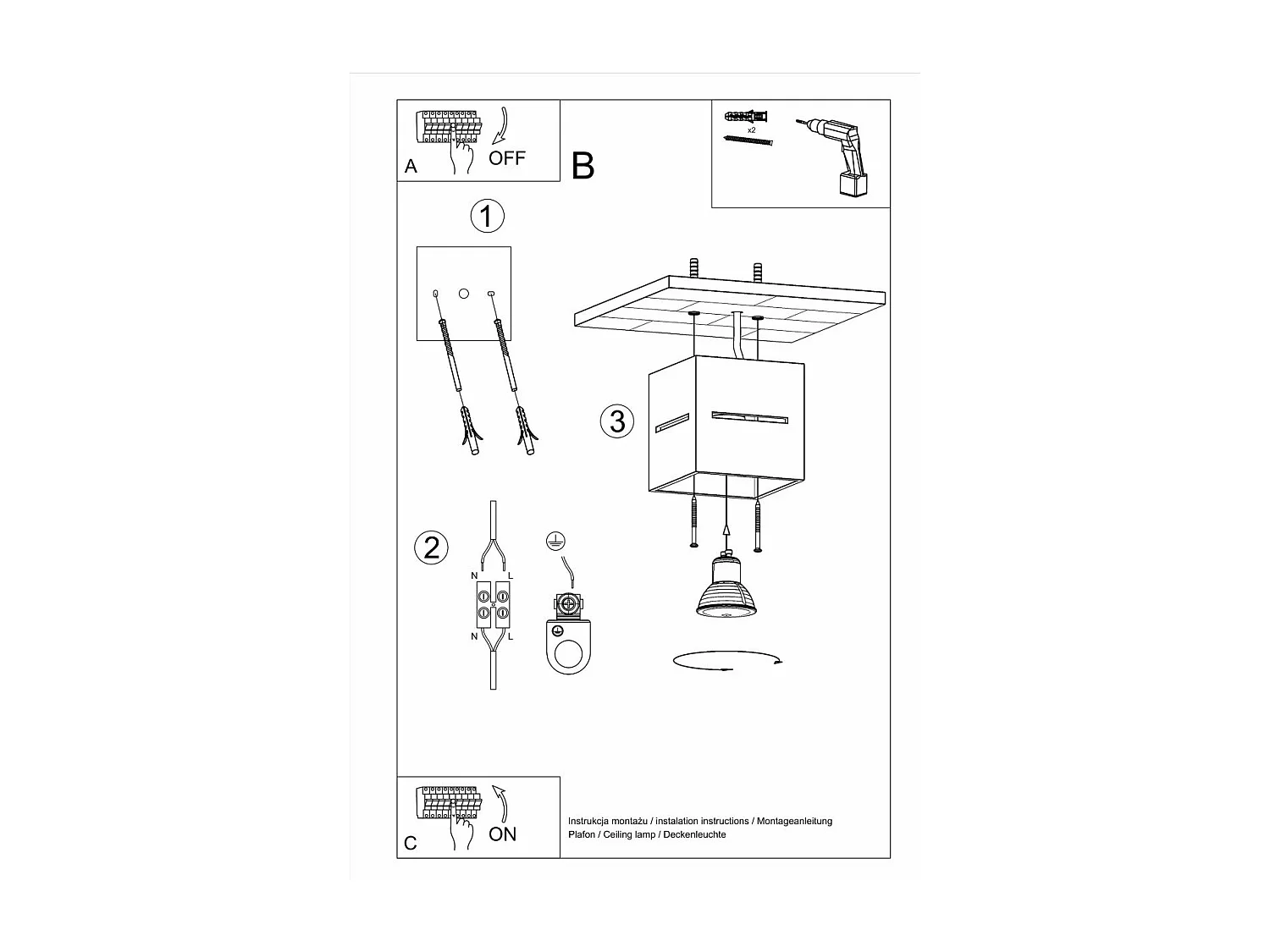 Plafonnier Lunar noir