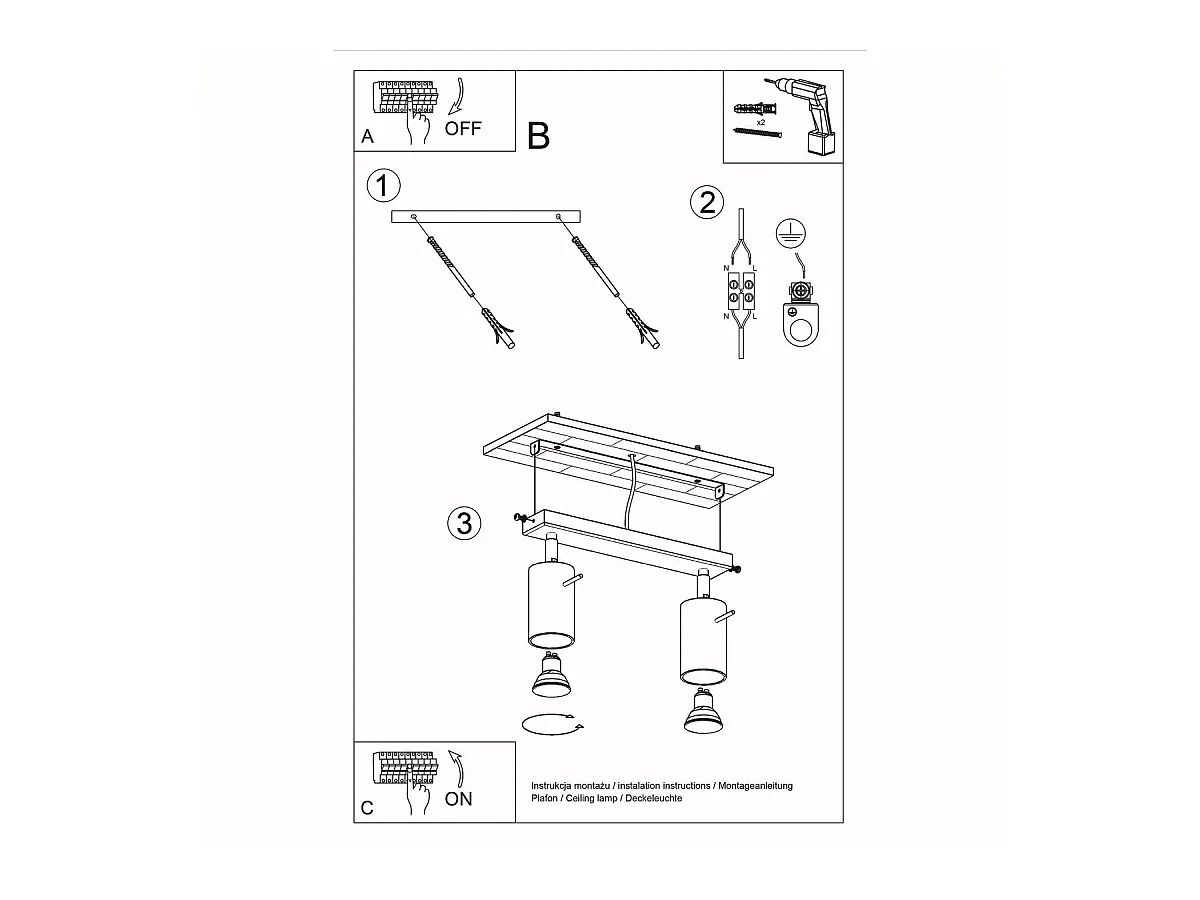 Plafonnier Lysandra 2 gris