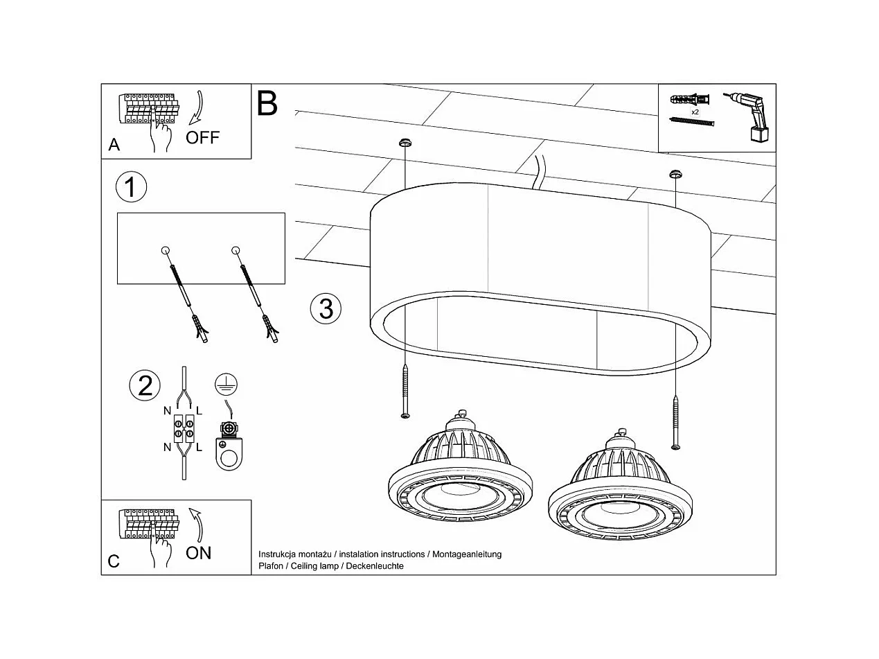 Plafonnier Nova 2 béton
