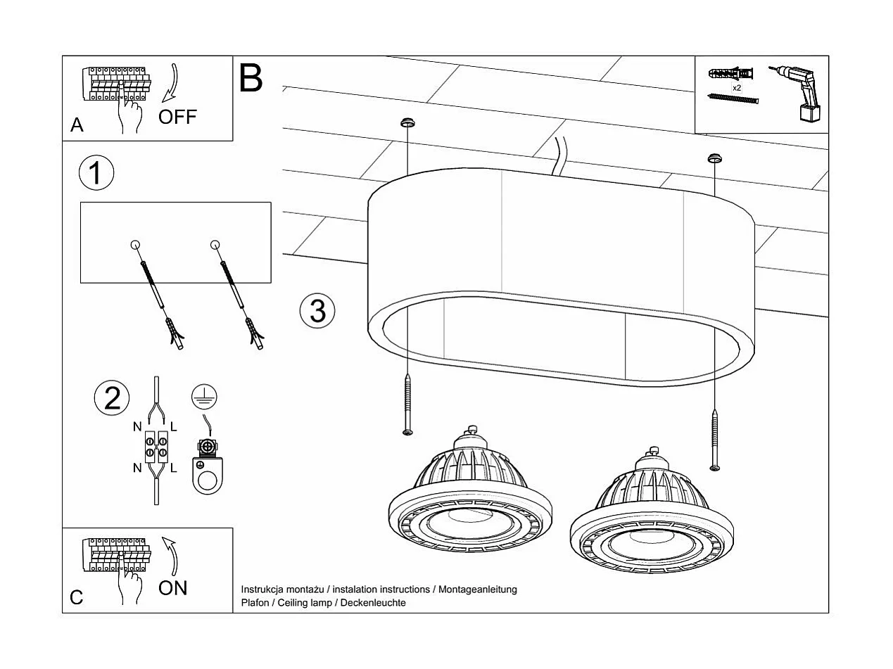 Plafonnier Nova 2 béton