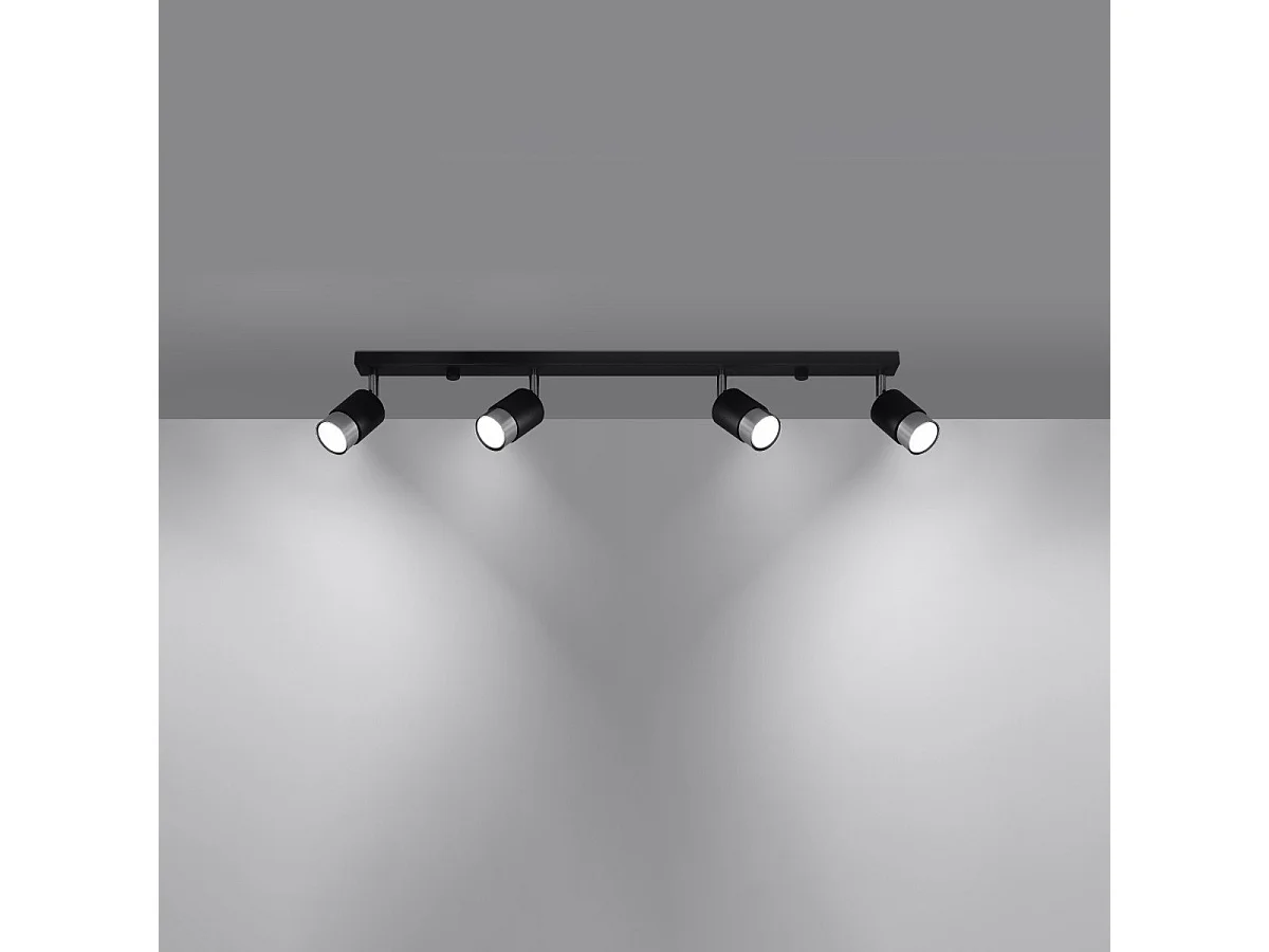 Plafonnier Nereus 4 noir-chrome