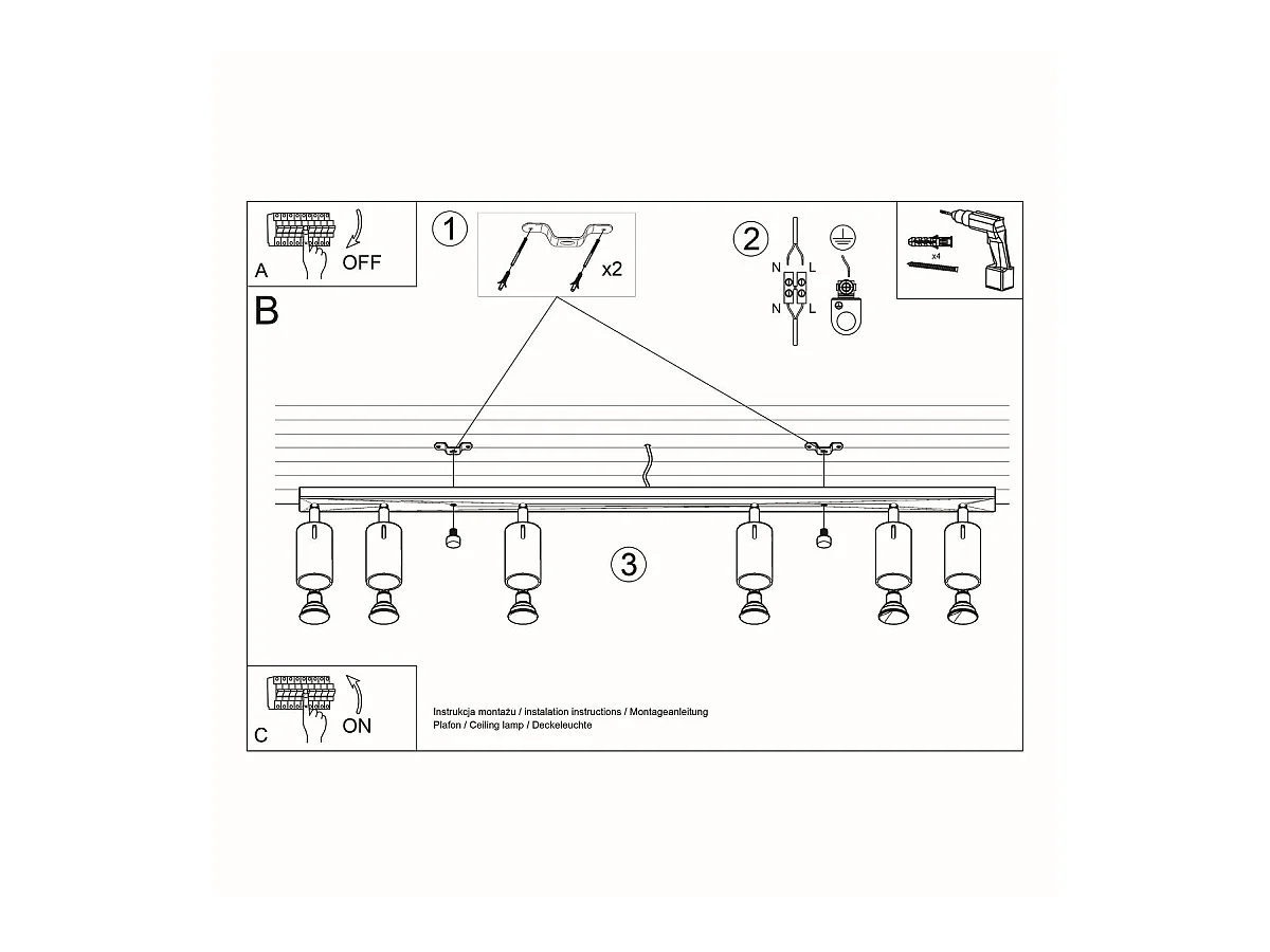 Plafonnier Lysandra 6L blanc