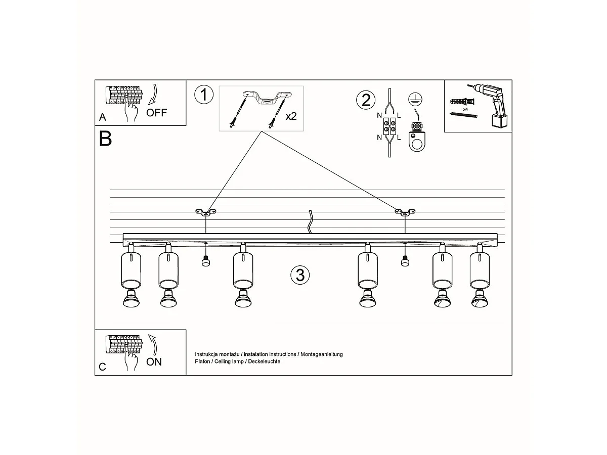 Plafonnier Lysandra 6L blanc