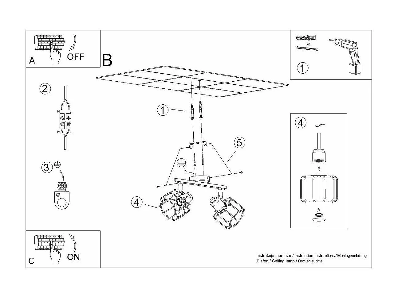 Plafonnier Cepheus 2 blanc