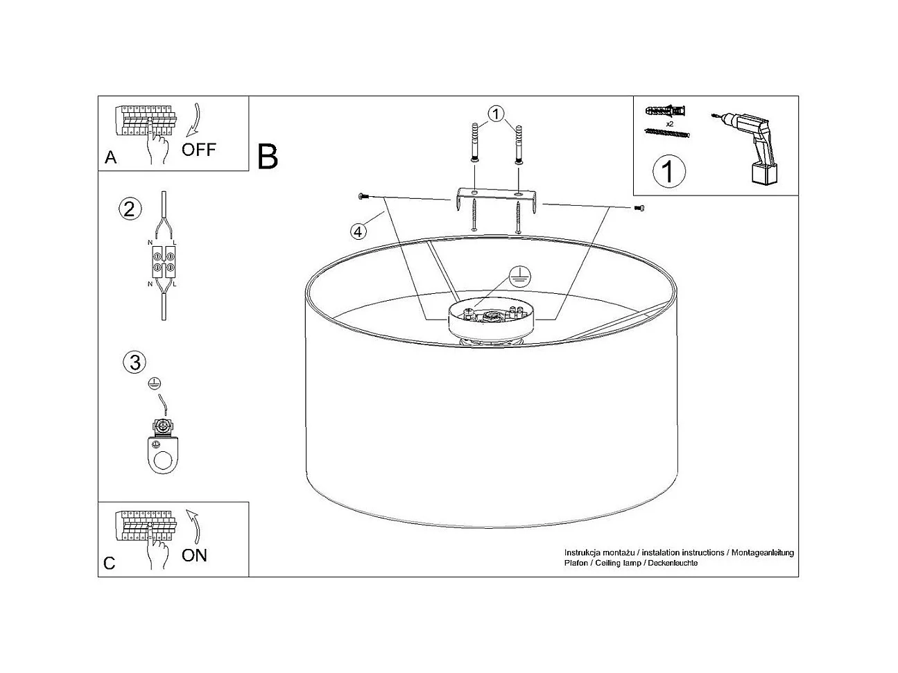 Plafonnier Marisol blanc-marron clair