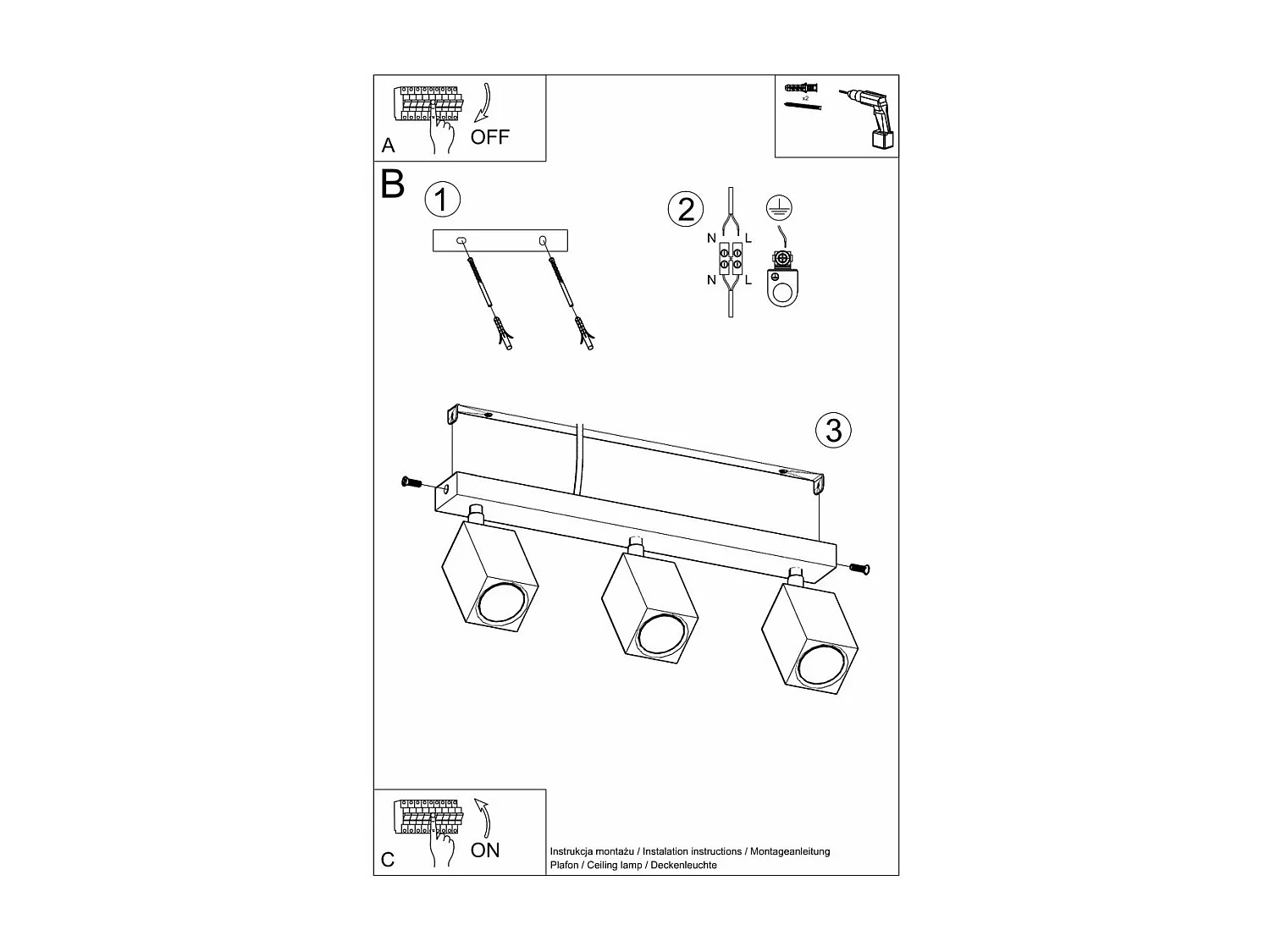 Plafonnier Kepler 3 chêne