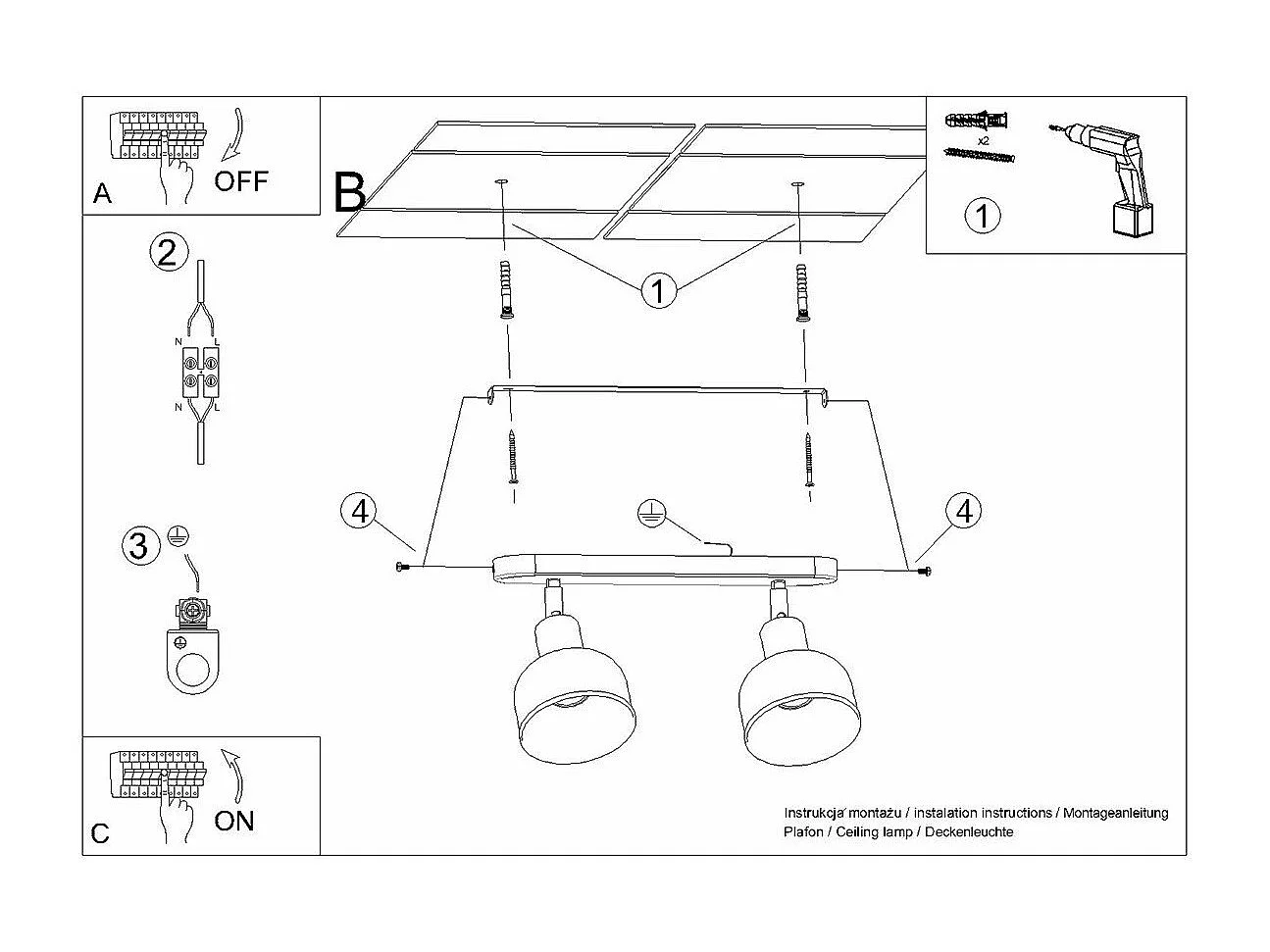 Plafonnier Elara 2 blanc