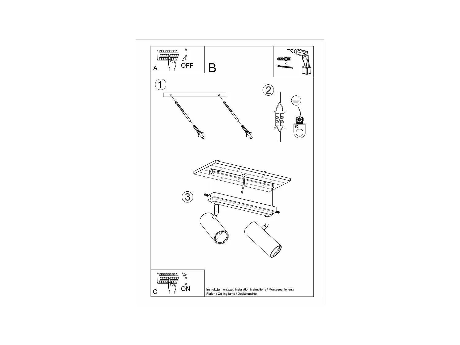 Plafonnier Directional 2 noir