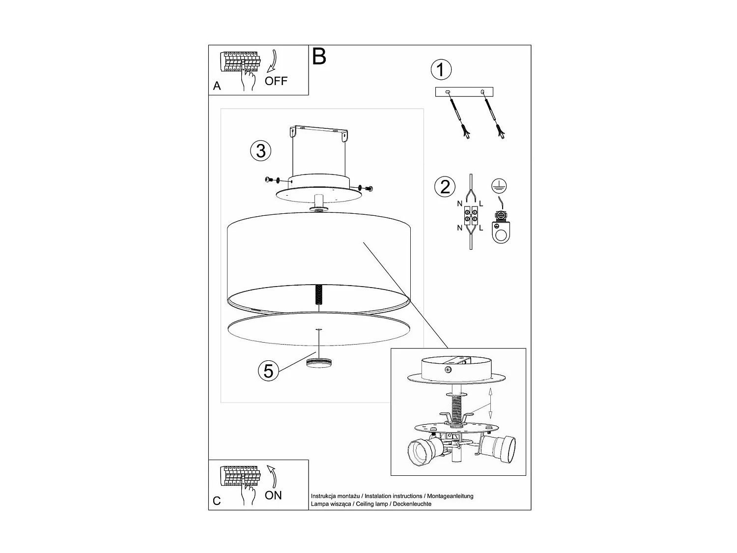 Plafonnier Aspidiske 30 noir
