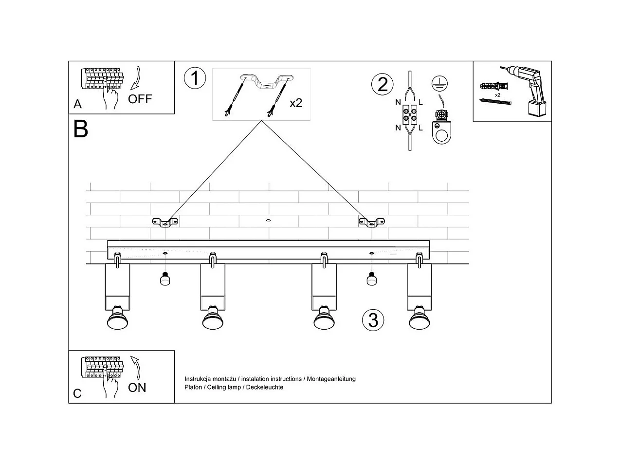 Plafonnier Radiara 4L gris