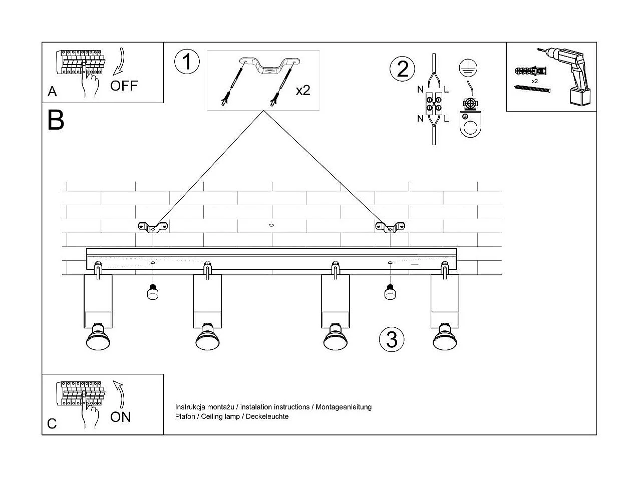 Plafonnier Radiara 4L gris