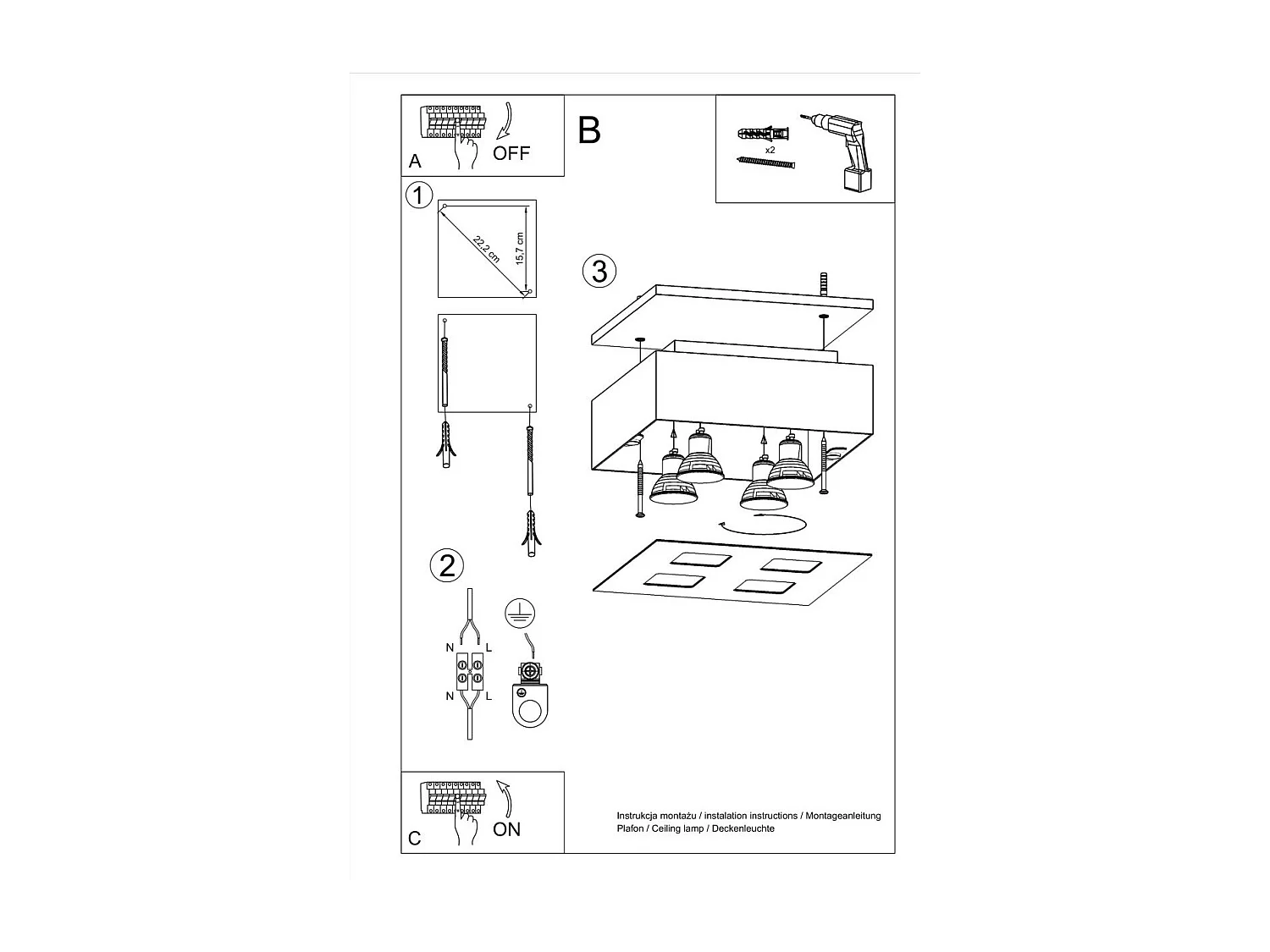 Plafonnier Monoceros 4 noir