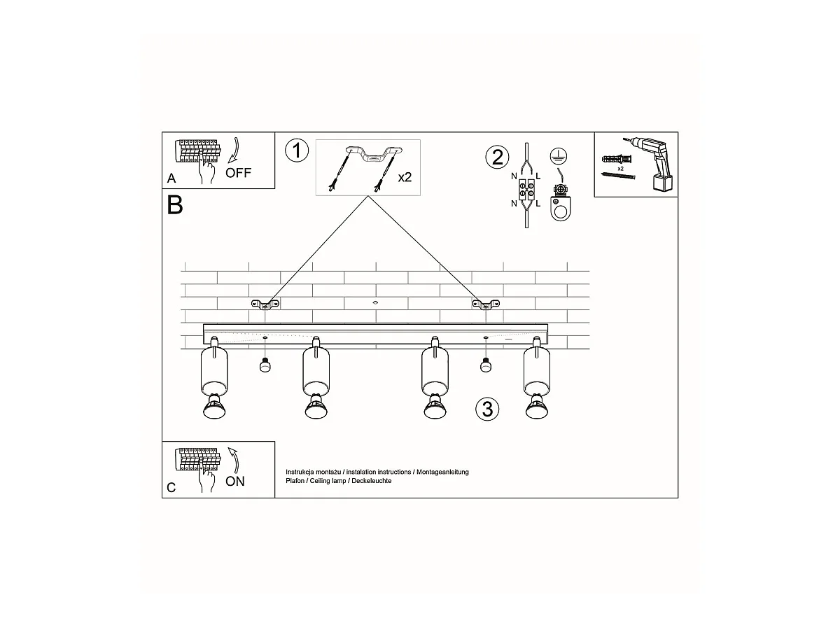Plafonnier Lysandra 4L blanc