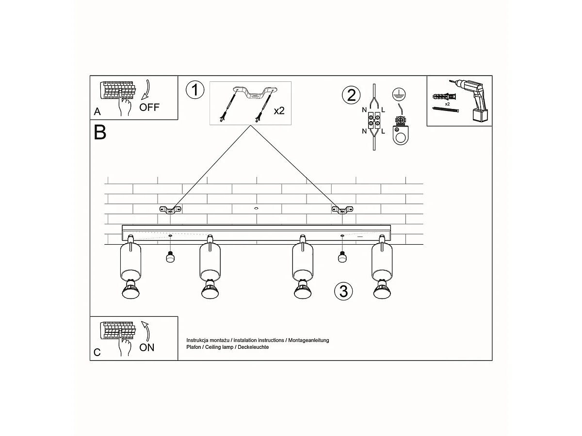 Plafonnier Lysandra 4L blanc