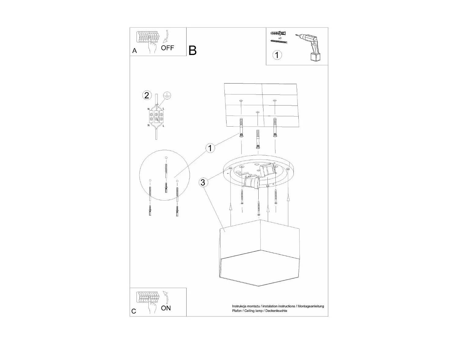 Plafonnier Noor 15 noir